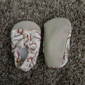 Baseball Print Baby Slip Ons